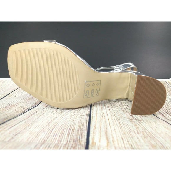 ASOS Silver Block Heel Ankle Strap Heels Size 6 - Picture 7 of 7